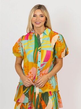 Karlie Orange Zebra Abstract Dress